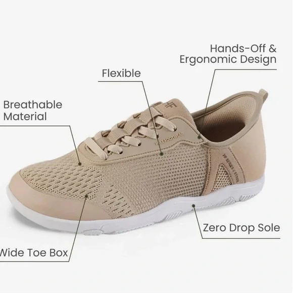 Hike footwear Women's Beige Sneakers Zero Drop Sole size 9/9.5 - Picture 8 of 16